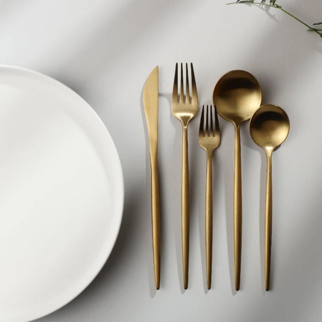 Elegant Titanium-Coated Flatware Set