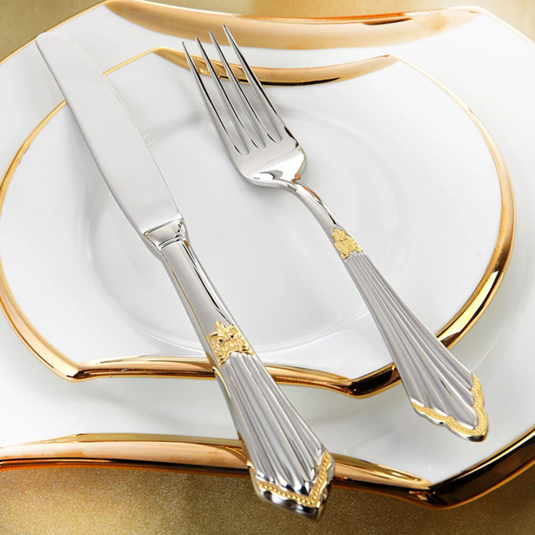 Opulent Gold-Plated Flatware Set